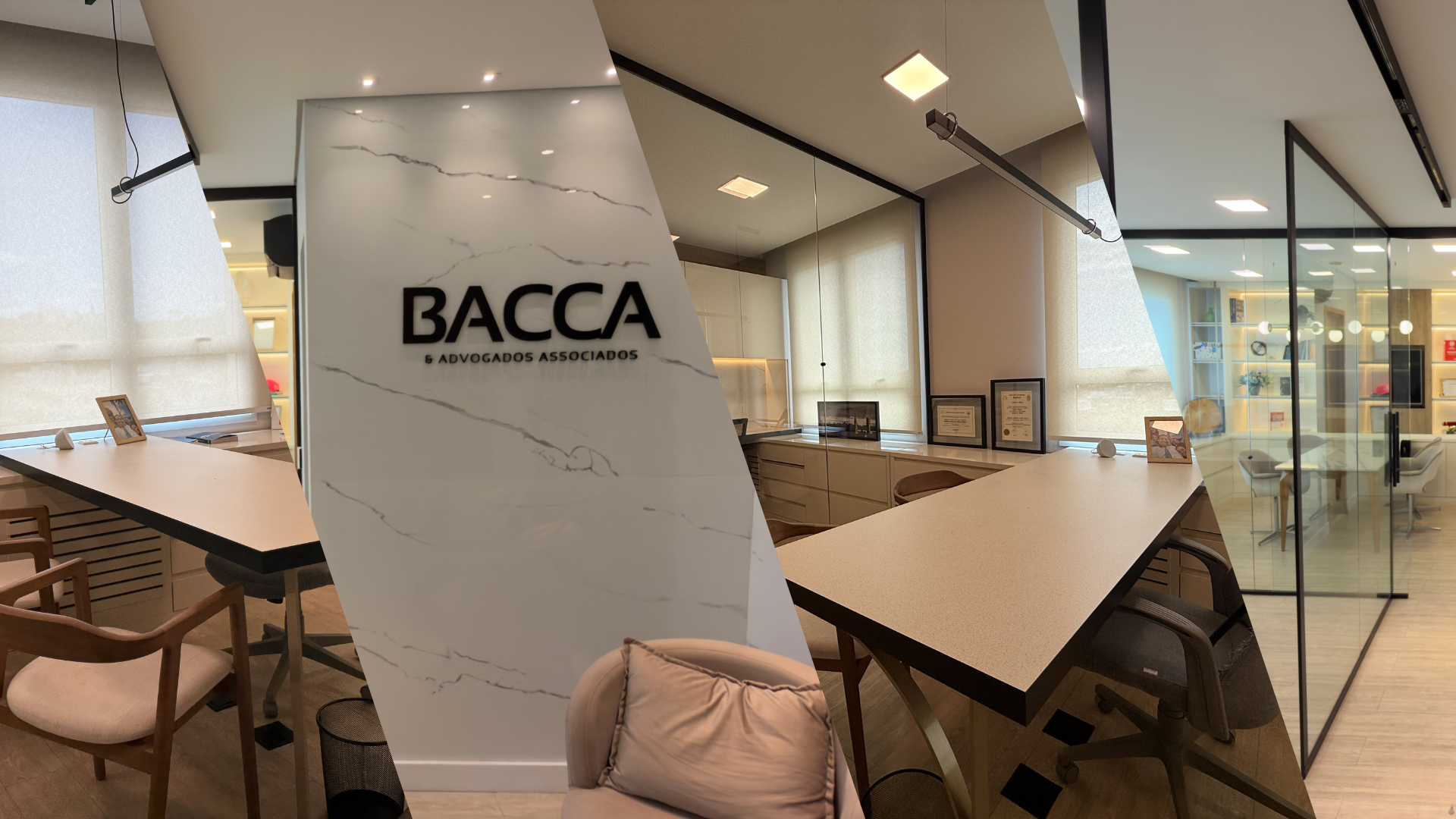 Estrutura de ponta e recepção do escritório Bacca